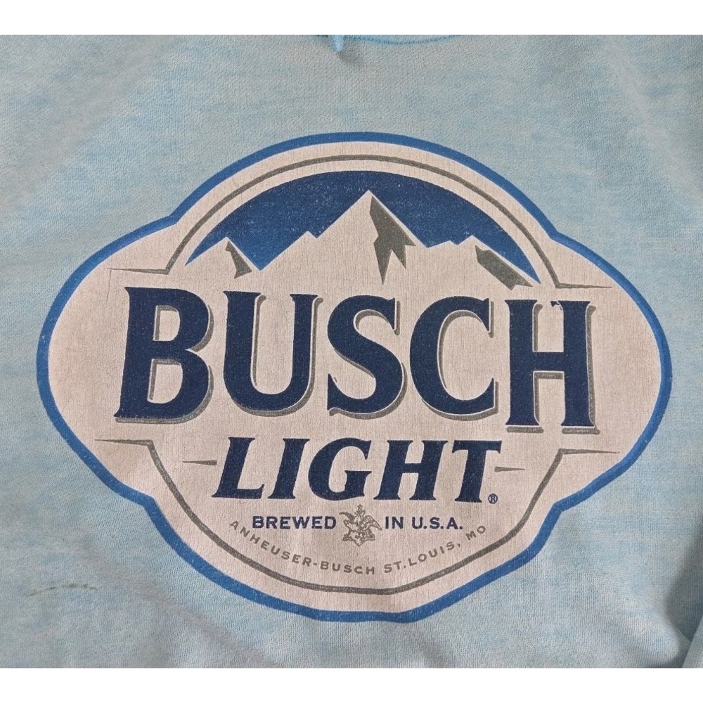 Angry Minnow Co Men BUSCH Light logo Hoodie Sz M Graphic Pullover Fleece Y2K